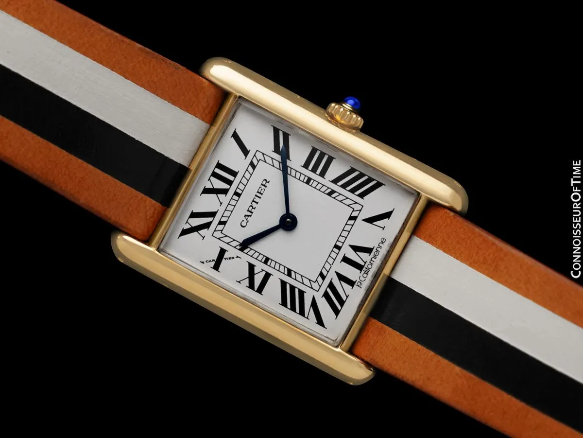 Cartier Tank Louis Mens Midsize Unisex Solid 18K Gold Watch - "La Californienne"