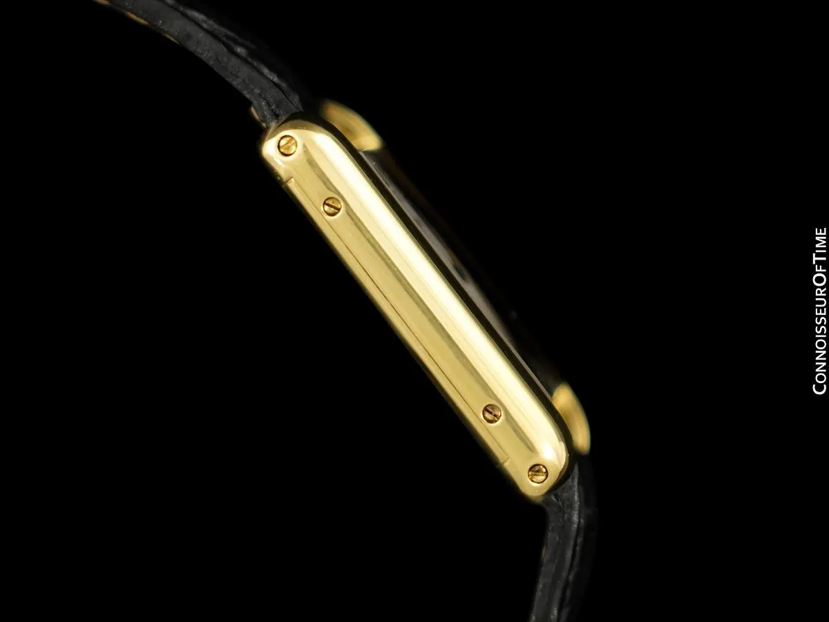 Cartier Tank Louis Vintage Mens Mechanical Solid 18K Gold Watch - Card and Pouch