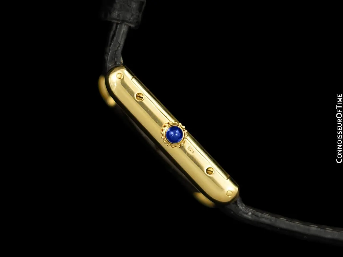 Cartier Tank Louis Vintage Mens Mechanical Solid 18K Gold Watch - Card and Pouch