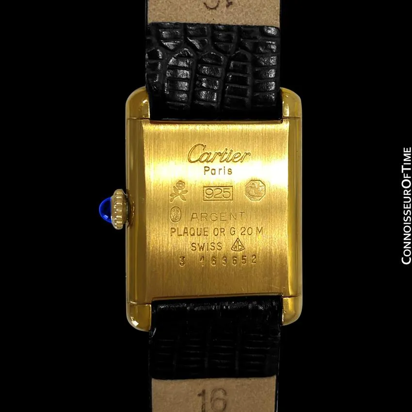 Cartier Vintage Ladies Tank Gold Vermeil, 18K Gold over Sterling Silver Watch - Papers