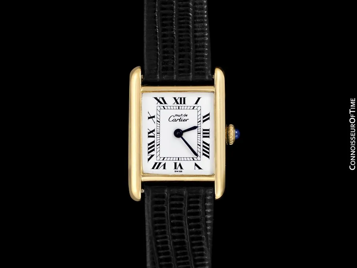 Cartier Vintage Ladies Tank Gold Vermeil, 18K Gold over Sterling Silver Watch - Papers