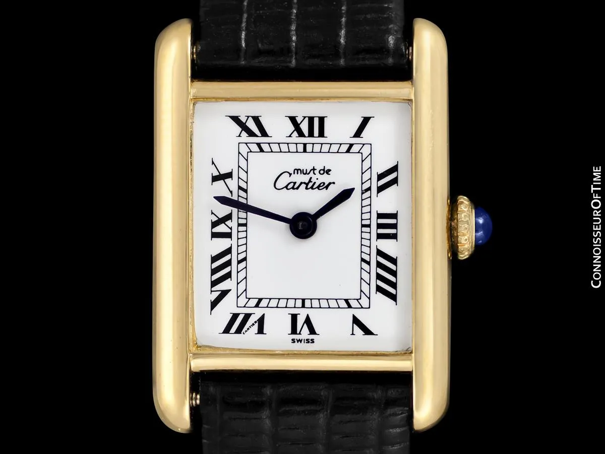 Cartier Vintage Ladies Tank Gold Vermeil, 18K Gold over Sterling Silver Watch - Papers