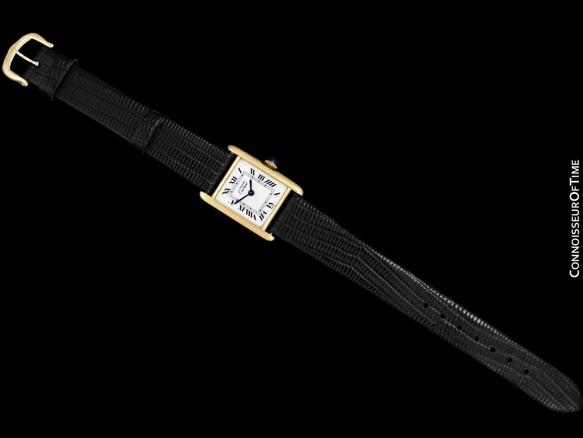 Cartier Vintage Ladies Tank Gold Vermeil, 18K Gold over Sterling Silver Watch - Papers