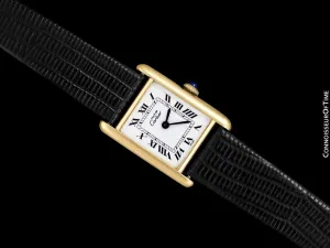 Cartier Vintage Ladies Tank Gold Vermeil, 18K Gold over Sterling Silver Watch - Papers