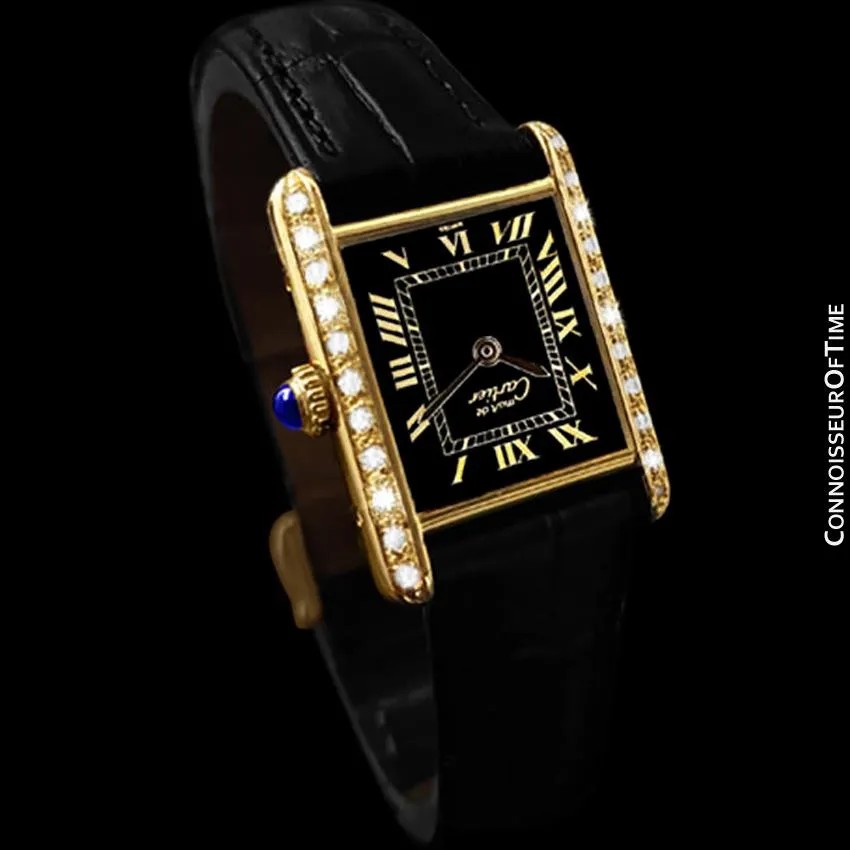 Cartier Vintage Ladies Tank Mechanical Watch - Gold Vermeil, 18K Gold over Sterling Silver & Diamonds