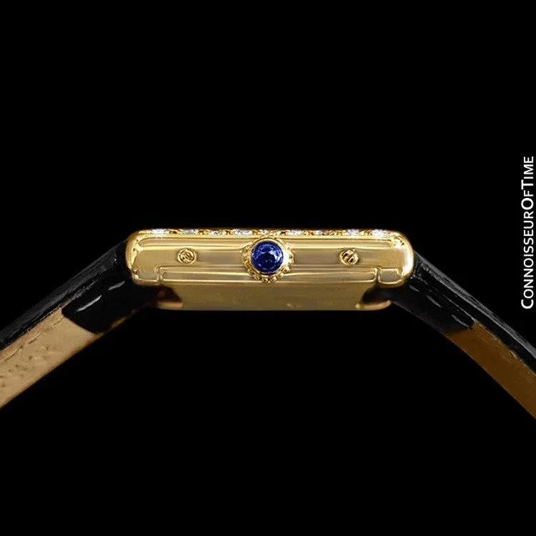 Cartier Vintage Ladies Tank Mechanical Watch - Gold Vermeil, 18K Gold over Sterling Silver & Diamonds