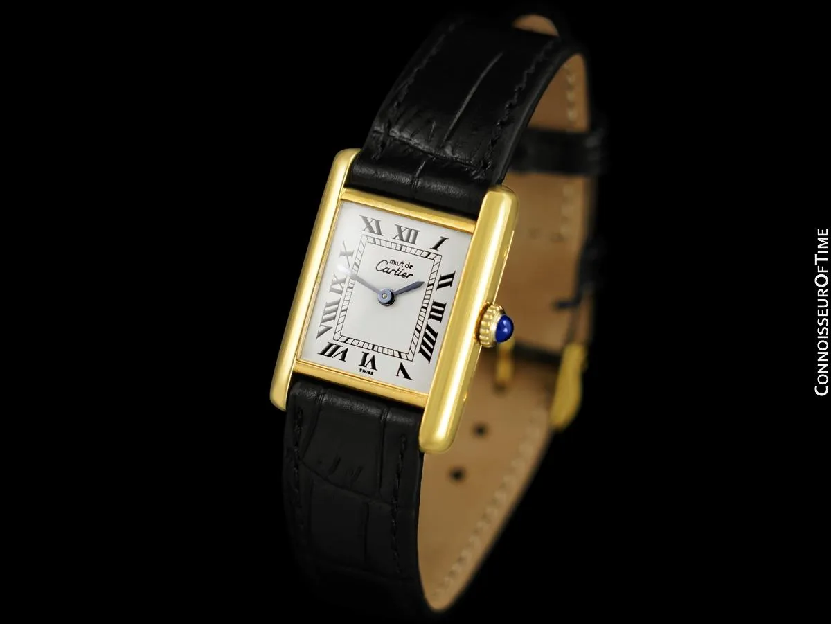 Cartier Vintage Ladies Tank Mechanical Watch - Gold Vermeil, 18K Gold over Sterling Silver