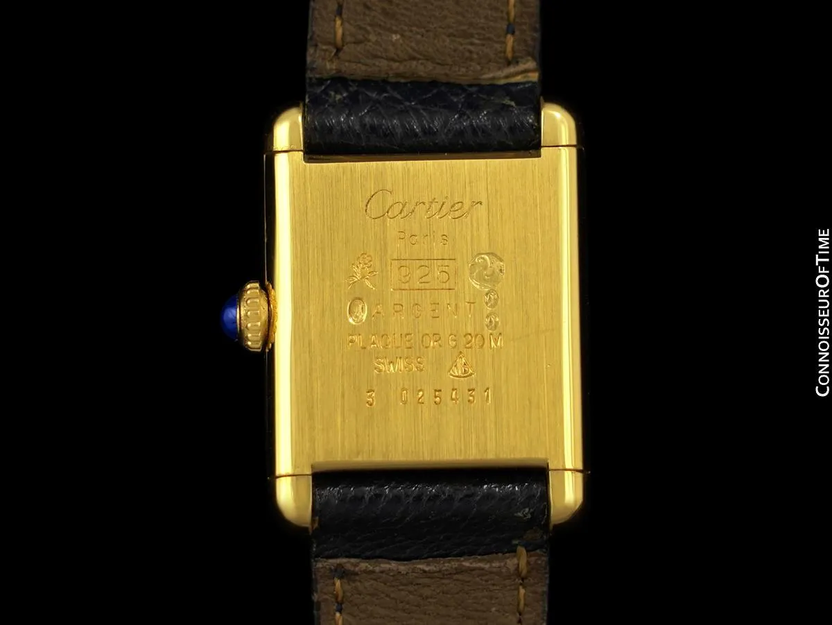 Cartier Vintage Ladies Tank Mechanical Watch - Gold Vermeil, 18K Gold over Sterling Silver