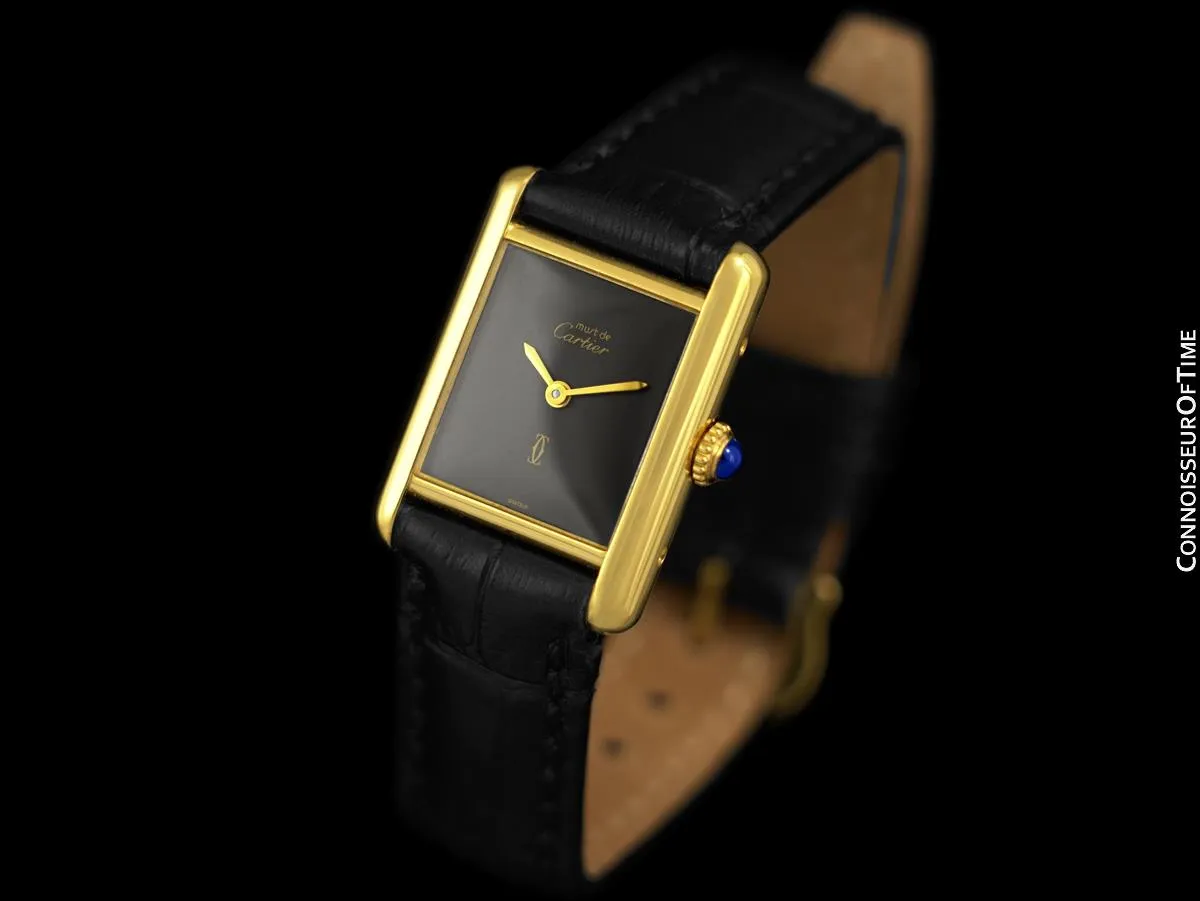 Cartier Vintage Ladies Tank Mechanical Watch - Gold Vermeil, 18K Gold over Sterling Silver