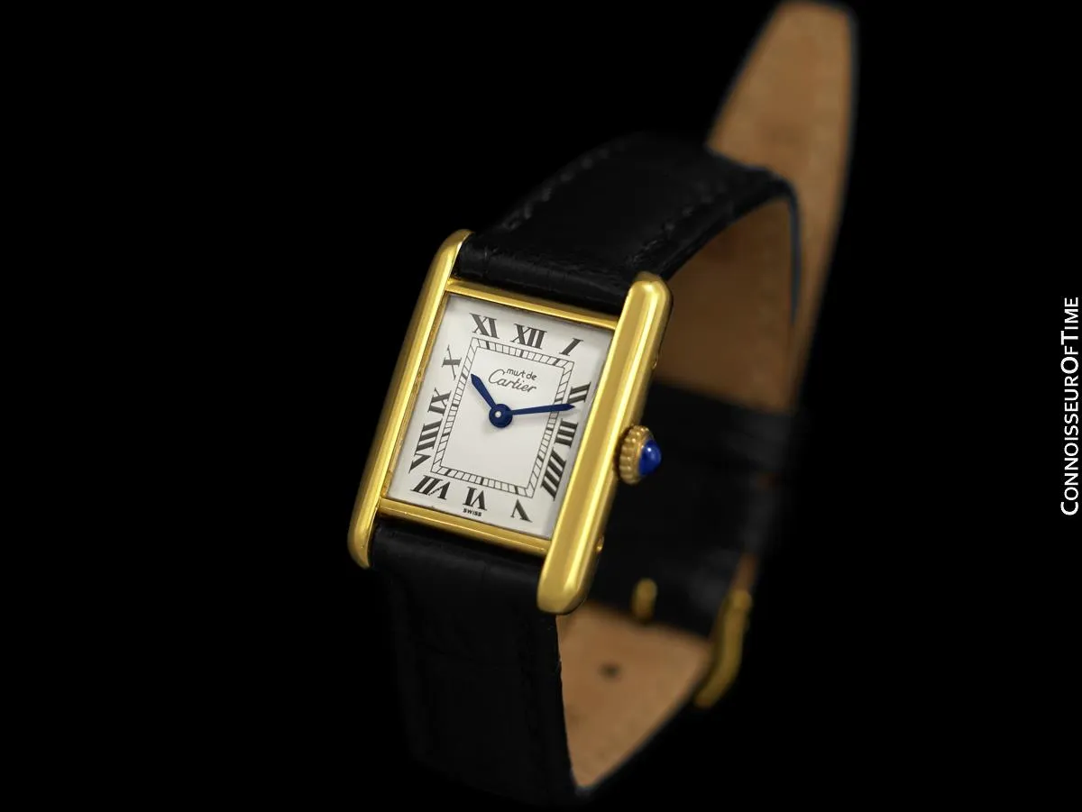 Cartier Vintage Ladies Tank Mechanical Watch - Gold Vermeil, 18K Gold over Sterling Silver