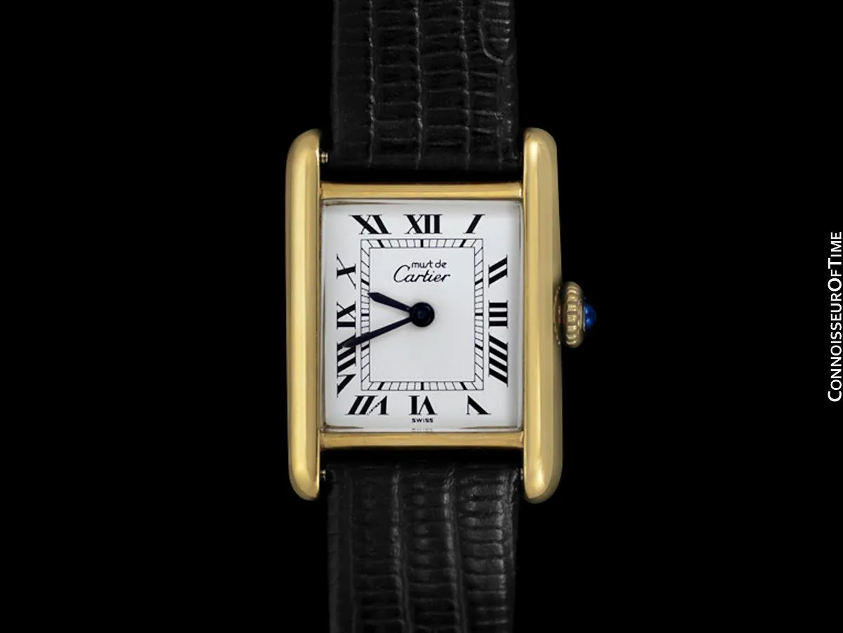 Cartier Vintage Ladies Tank Mechanical Watch - Gold Vermeil, 18K Gold over Sterling Silver