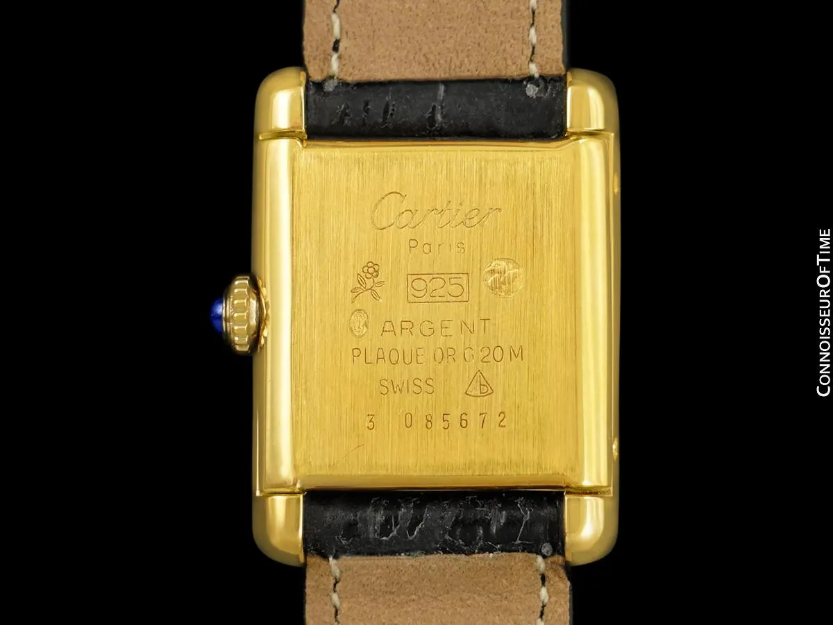 Cartier Vintage Ladies Tank Mechanical Watch - Gold Vermeil, 18K Gold over Sterling Silver