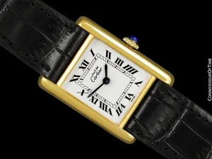 Cartier Vintage Ladies Tank Mechanical Watch - Gold Vermeil, 18K Gold over Sterling Silver