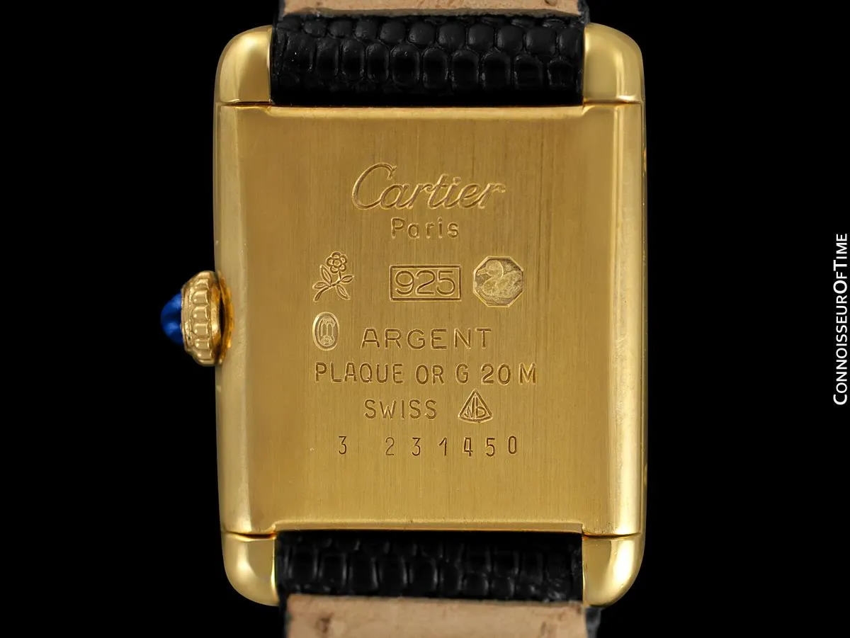 Cartier Vintage Ladies Tank Mechanical Watch - Gold Vermeil, 18K Gold over Sterling Silver