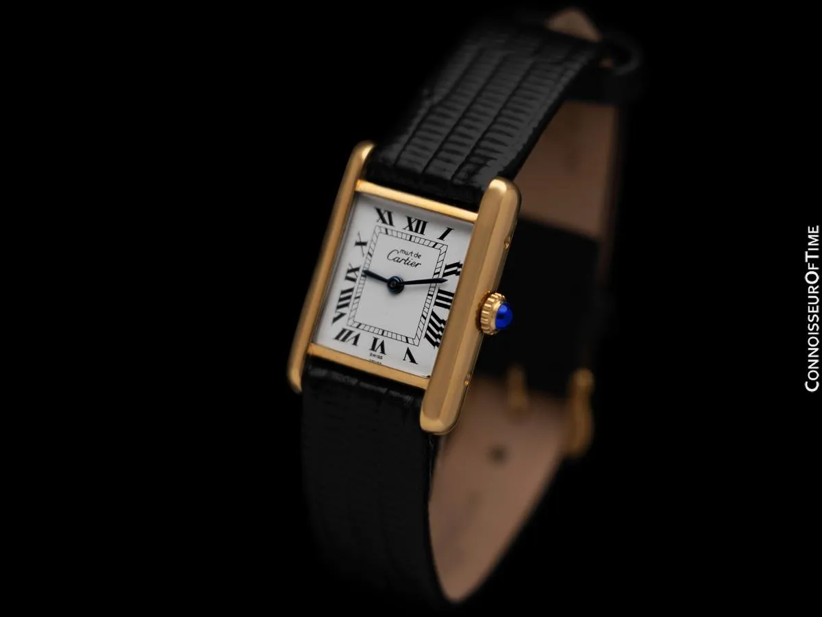 Cartier Vintage Ladies Tank Mechanical Watch - Gold Vermeil, 18K Gold over Sterling Silver