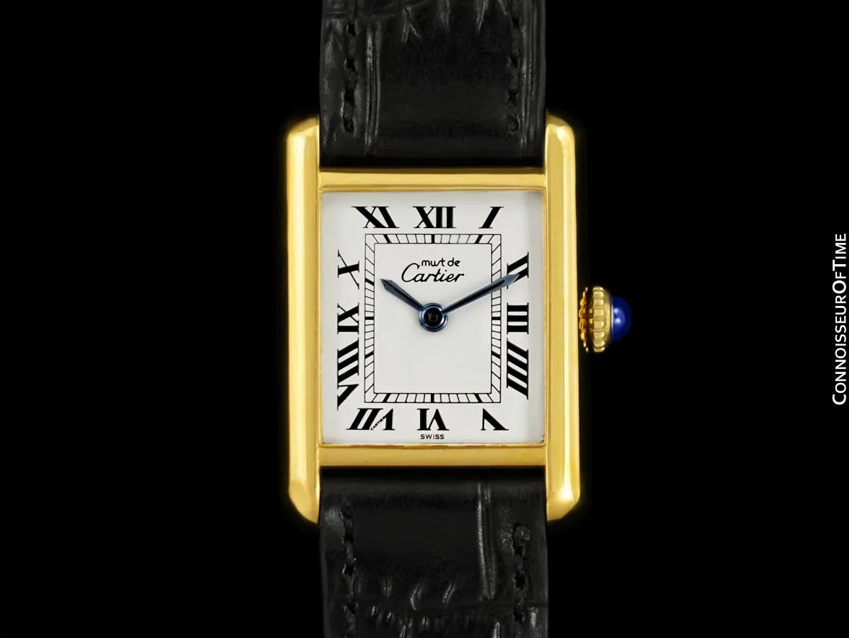 Cartier Vintage Ladies Tank Mechanical Watch - Gold Vermeil, 18K Gold over Sterling Silver