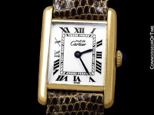 Cartier Vintage Ladies Tank Mechanical Watch - Gold Vermeil, 18K Gold over Sterling Silver