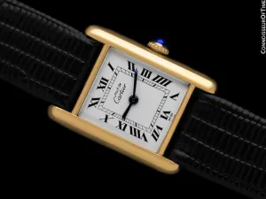 Cartier Vintage Ladies Tank Mechanical Watch - Gold Vermeil, 18K Gold over Sterling Silver