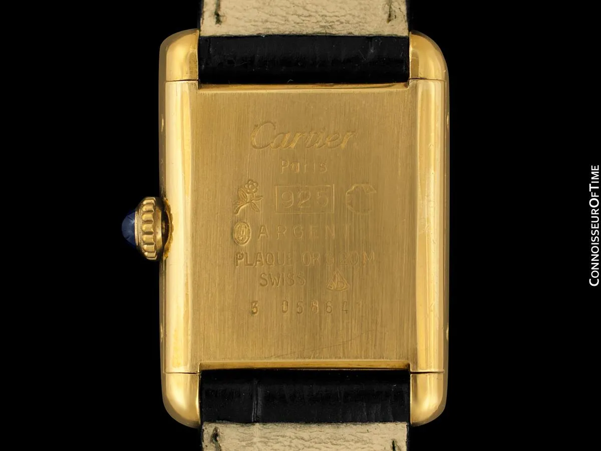 Cartier Vintage Ladies Tank Mechanical Watch - Gold Vermeil, 18K Gold over Sterling Silver