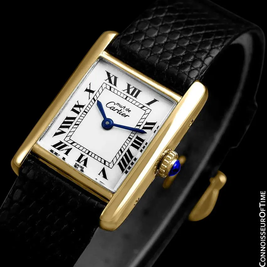 Cartier Vintage Ladies Tank Mechanical Watch - Gold Vermeil, 18K Gold over Sterling Silver