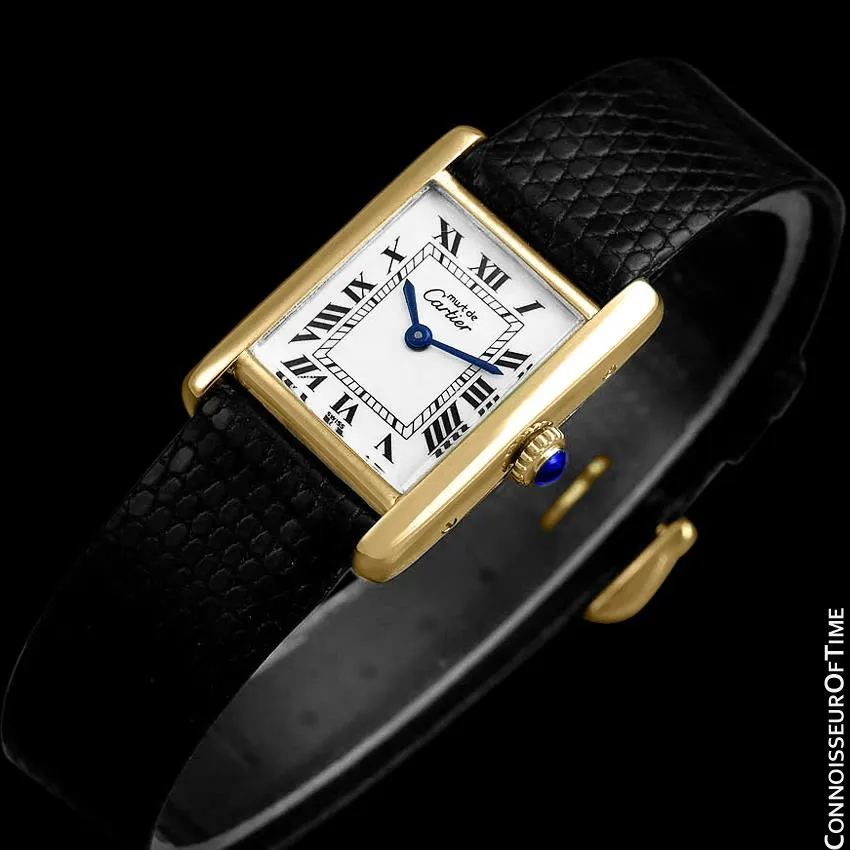 Cartier Vintage Ladies Tank Mechanical Watch - Gold Vermeil, 18K Gold over Sterling Silver