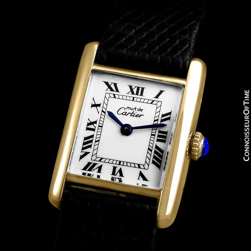 Cartier Vintage Ladies Tank Mechanical Watch - Gold Vermeil, 18K Gold over Sterling Silver