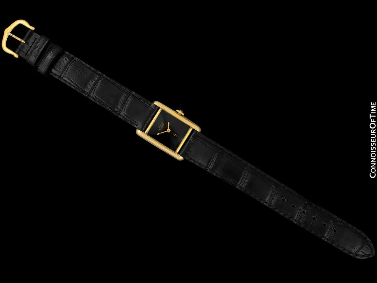 Cartier Vintage Ladies Tank Mechanical Watch - Gold Vermeil, 18K Gold over Sterling Silver