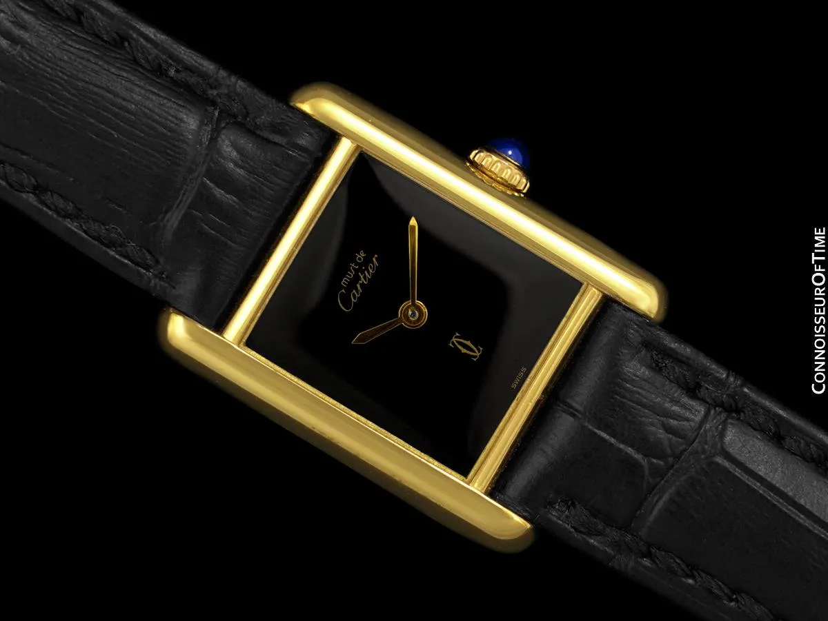 Cartier Vintage Ladies Tank Mechanical Watch - Gold Vermeil, 18K Gold over Sterling Silver