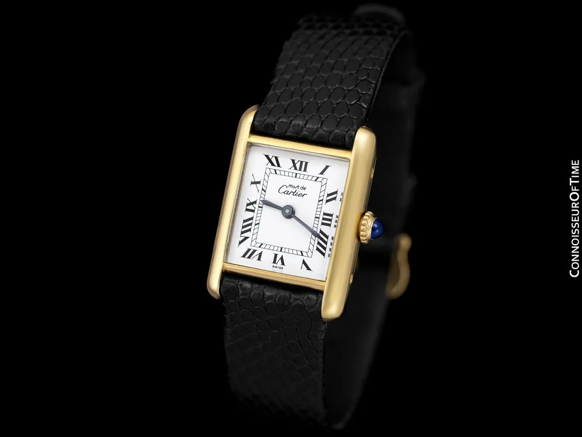 Cartier Vintage Ladies Tank Mechanical Watch - Gold Vermeil, 18K Gold over Sterling Silver