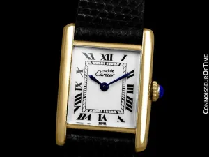 Cartier Vintage Ladies Tank Mechanical Watch - Gold Vermeil, 18K Gold over Sterling Silver