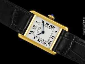 Cartier Vintage Ladies Tank Mechanical Watch - Gold Vermeil, 18K Gold over Sterling Silver