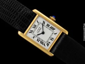 Cartier Vintage Ladies Tank Mechanical Watch - Gold Vermeil, 18K Gold over Sterling Silver