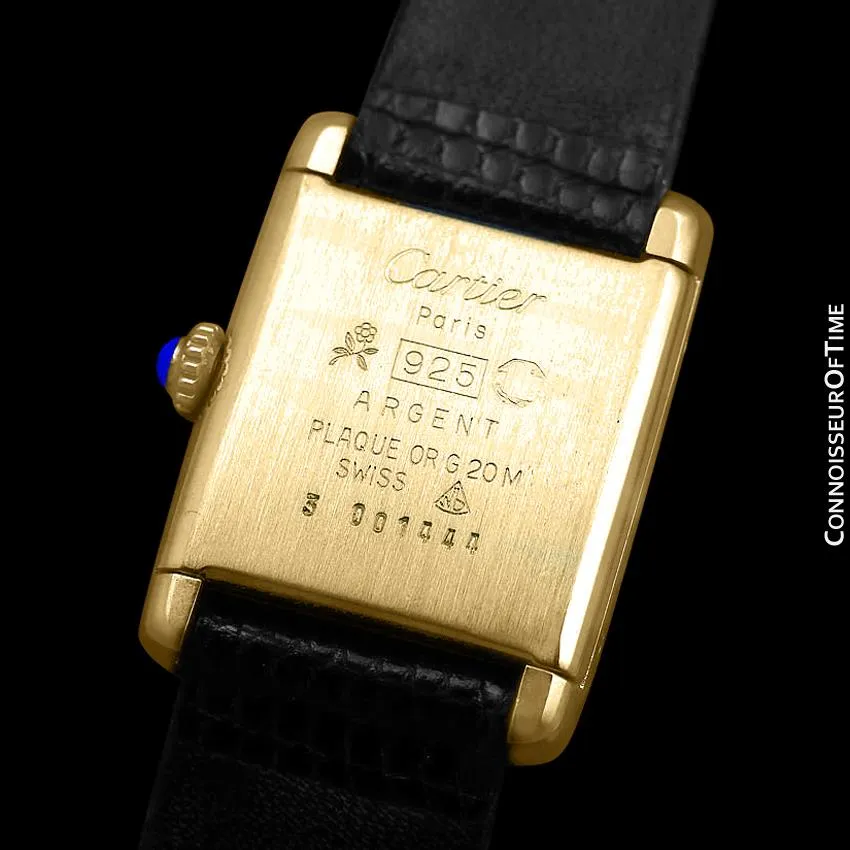 Cartier Vintage Ladies Tank Mechanical Watch - Gold Vermeil, 18K Gold over Sterling Silver