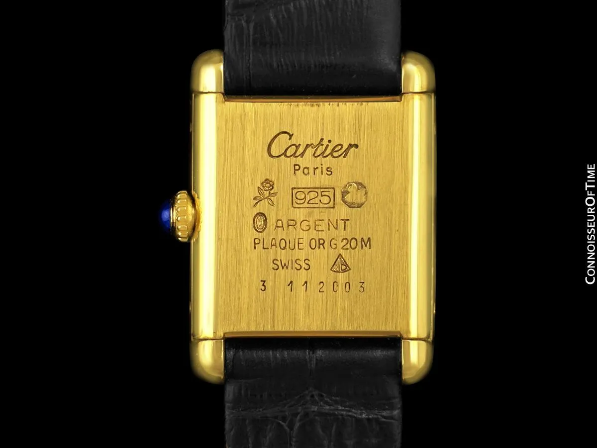 Cartier Vintage Ladies Tank Mechanical Watch - Gold Vermeil, 18K Gold over Sterling Silver