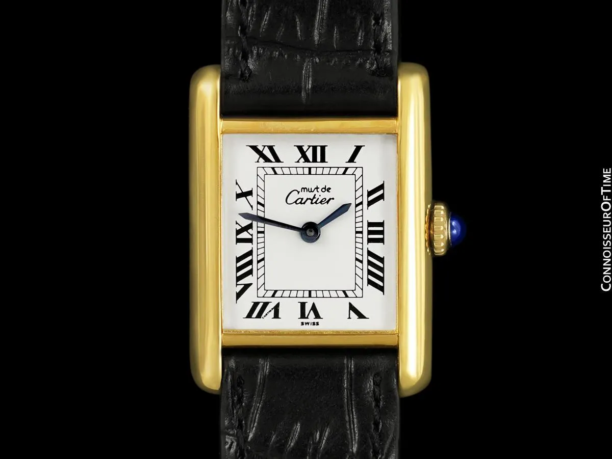 Cartier Vintage Ladies Tank Mechanical Watch - Gold Vermeil, 18K Gold over Sterling Silver