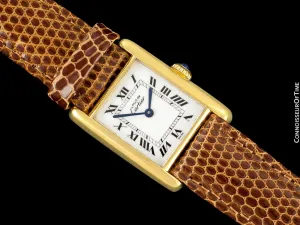 Cartier Vintage Ladies Tank Mechanical Watch - Gold Vermeil, 18K Gold over Sterling Silver