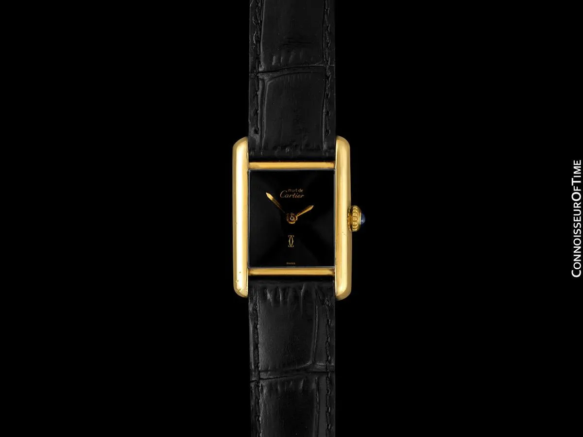 Cartier Vintage Ladies Tank Mechanical Watch - Gold Vermeil, 18K Gold over Sterling Silver