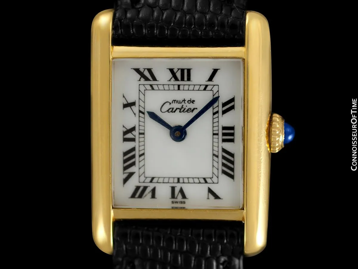 Cartier Vintage Ladies Tank Mechanical Watch - Gold Vermeil, 18K Gold over Sterling Silver