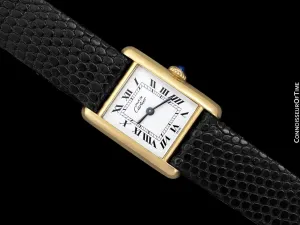 Cartier Vintage Ladies Tank Mechanical Watch - Gold Vermeil, 18K Gold over Sterling Silver