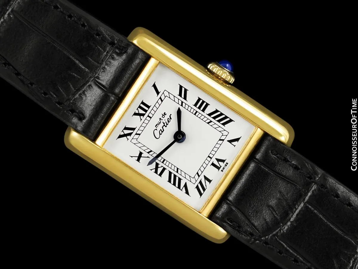Cartier Vintage Ladies Tank Mechanical Watch - Gold Vermeil, 18K Gold over Sterling Silver