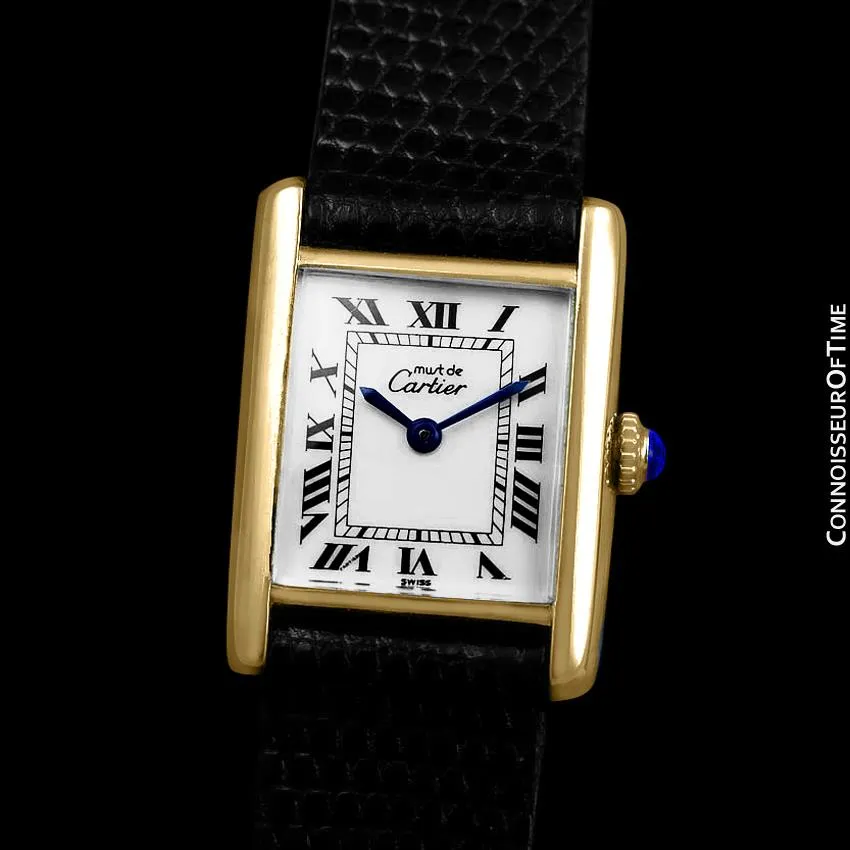 Cartier Vintage Ladies Tank Mechanical Watch - Gold Vermeil, 18K Gold over Sterling Silver