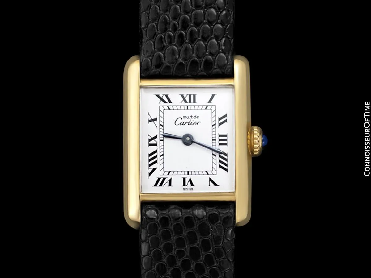 Cartier Vintage Ladies Tank Mechanical Watch - Gold Vermeil, 18K Gold over Sterling Silver