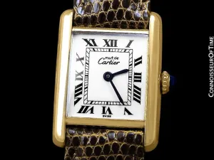 Cartier Vintage Ladies Tank Mechanical Watch - Gold Vermeil, 18K Gold over Sterling Silver