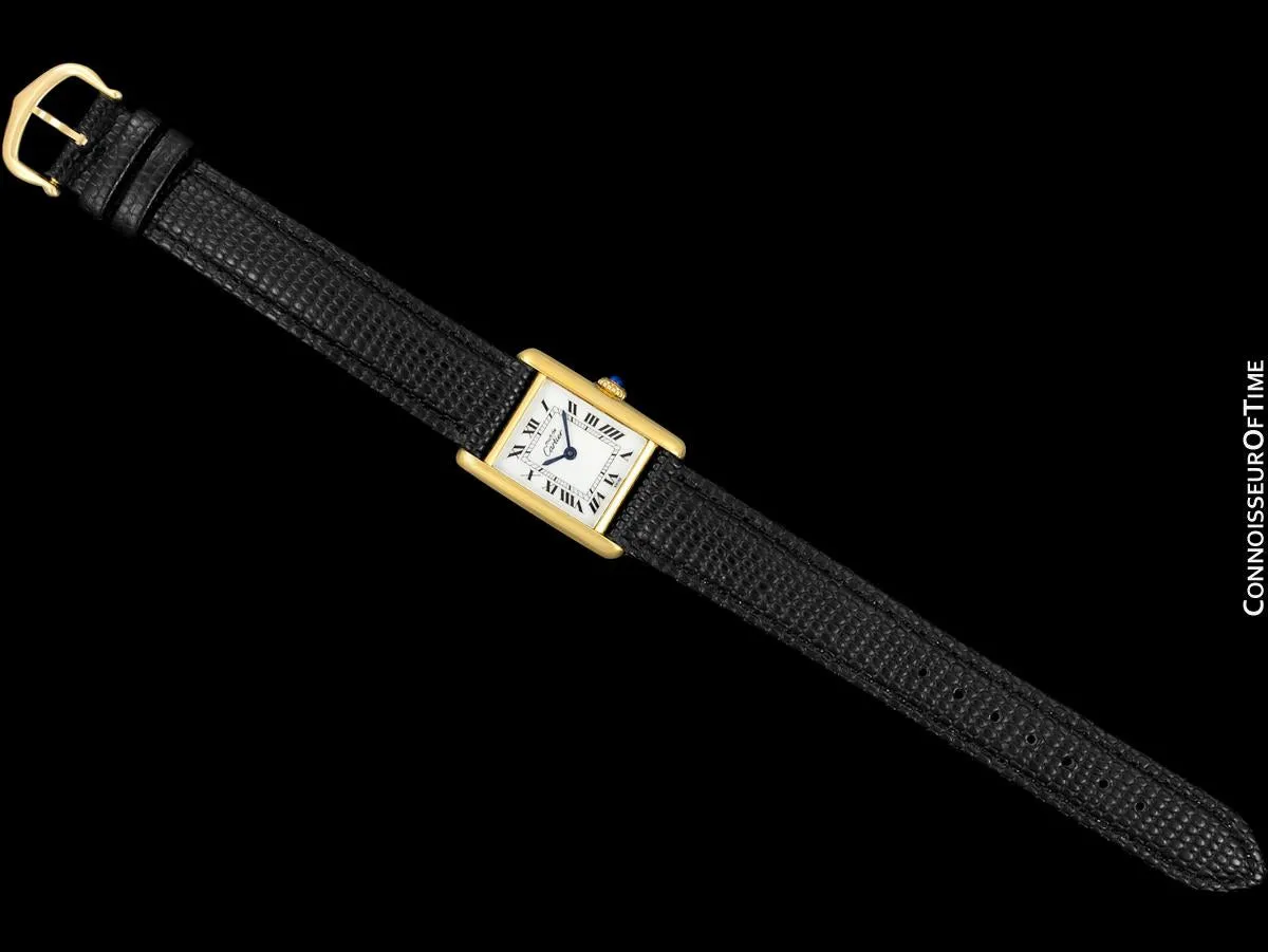 Cartier Vintage Ladies Tank Mechanical Watch - Gold Vermeil, 18K Gold over Sterling Silver