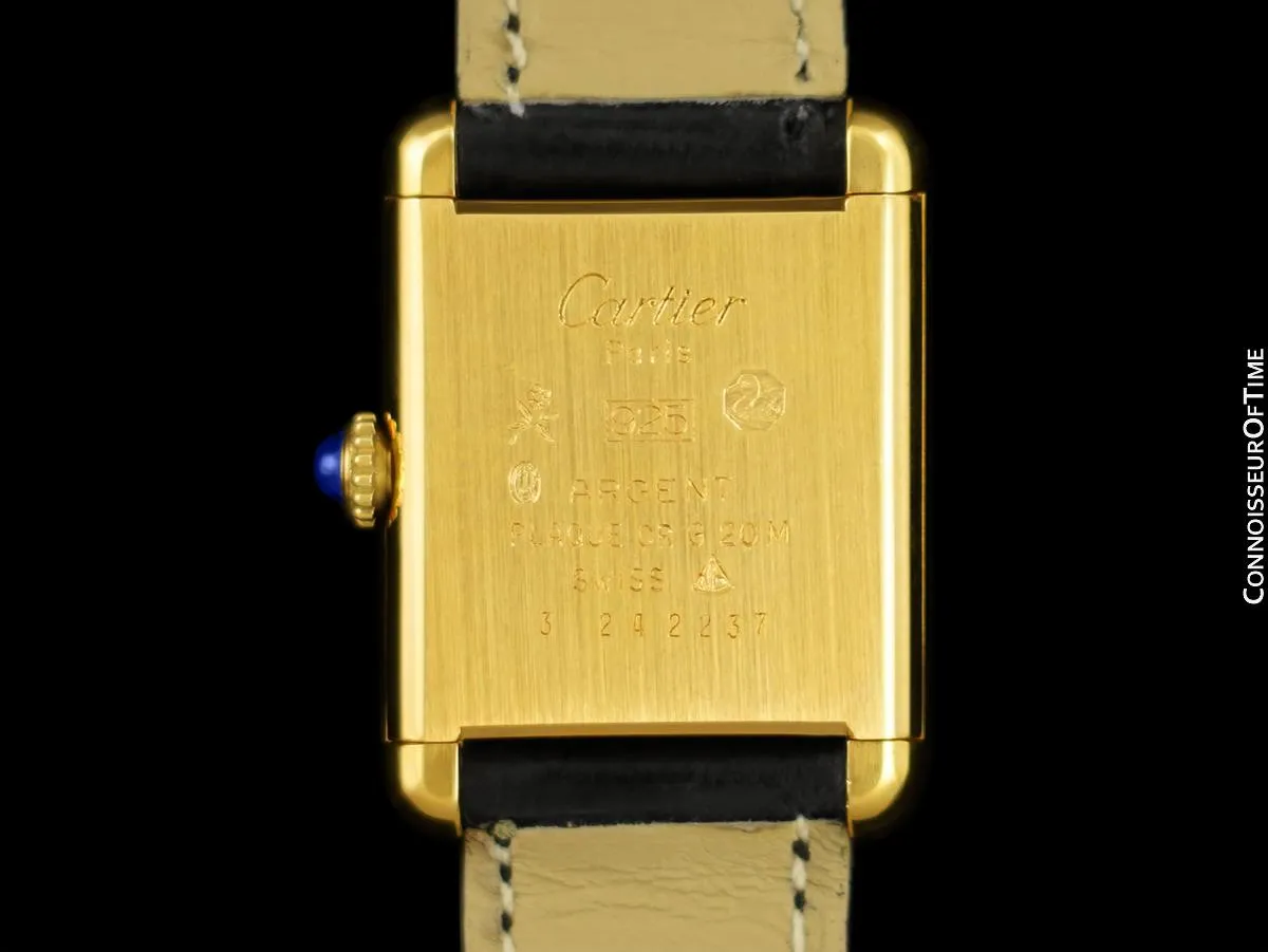 Cartier Vintage Ladies Tank Mechanical Watch - Gold Vermeil, 18K Gold over Sterling Silver