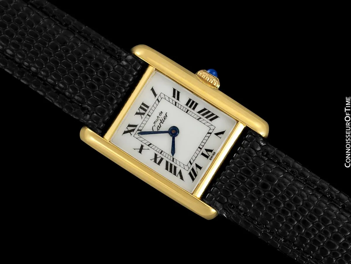 Cartier Vintage Ladies Tank Mechanical Watch - Gold Vermeil, 18K Gold over Sterling Silver