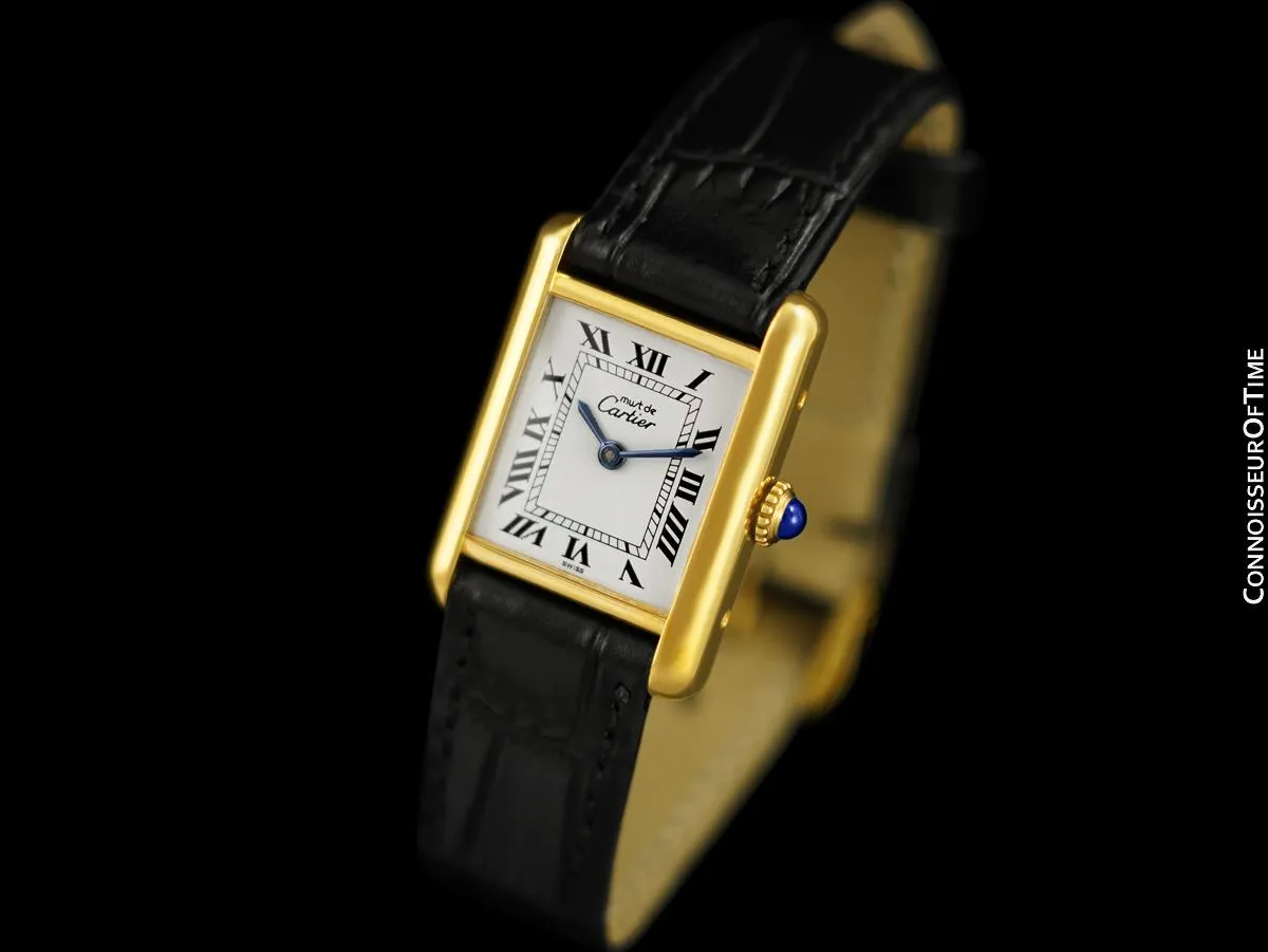 Cartier Vintage Ladies Tank Mechanical Watch - Gold Vermeil, 18K Gold over Sterling Silver