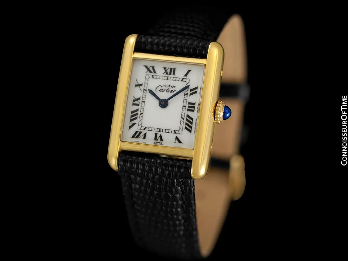 Cartier Vintage Ladies Tank Mechanical Watch - Gold Vermeil, 18K Gold over Sterling Silver