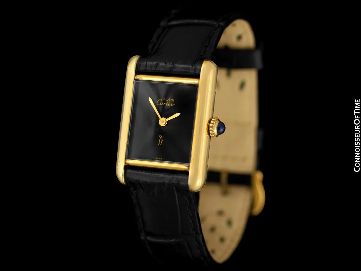 Cartier Vintage Ladies Tank Mechanical Watch - Gold Vermeil, 18K Gold over Sterling Silver