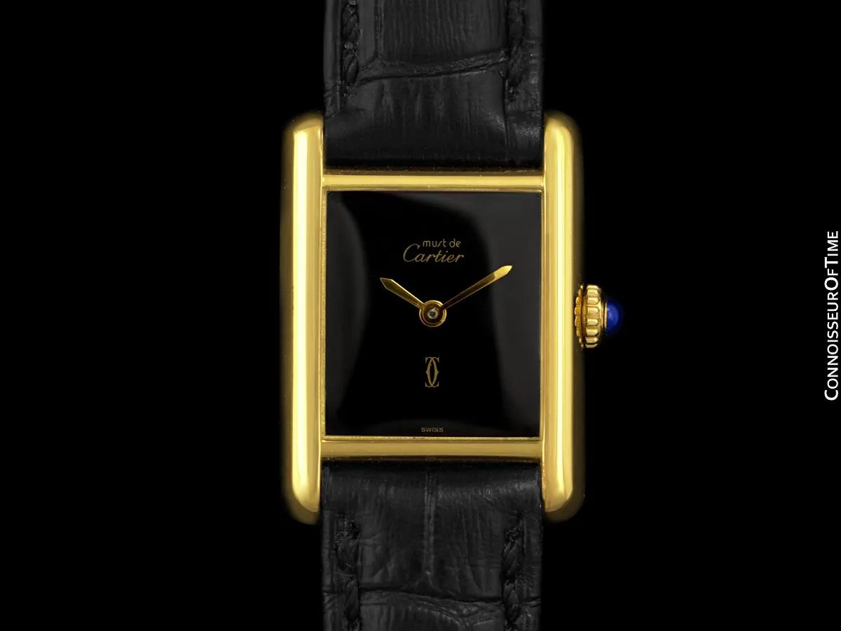 Cartier Vintage Ladies Tank Mechanical Watch - Gold Vermeil, 18K Gold over Sterling Silver